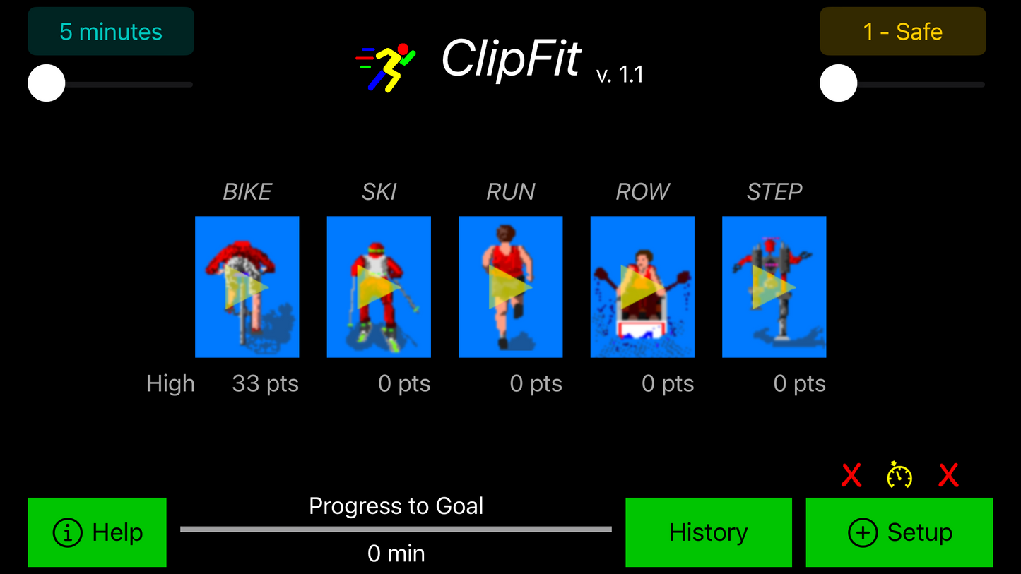 ClipFit Game - Mobile fitness iPhone game with speed sensor and hand buttons